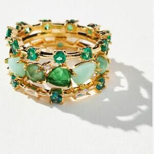 Anthropologie MAY Birthstone gemstone gold over brass ring Trio Size 7 New w/tag